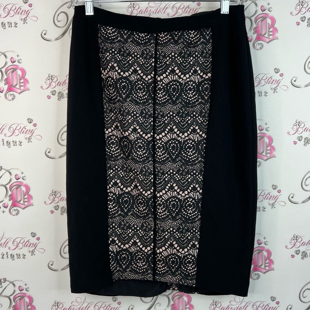 Mossimo Supply Co. Skirt lace crochet zip Black and Pink Patterned Pencil Skirt